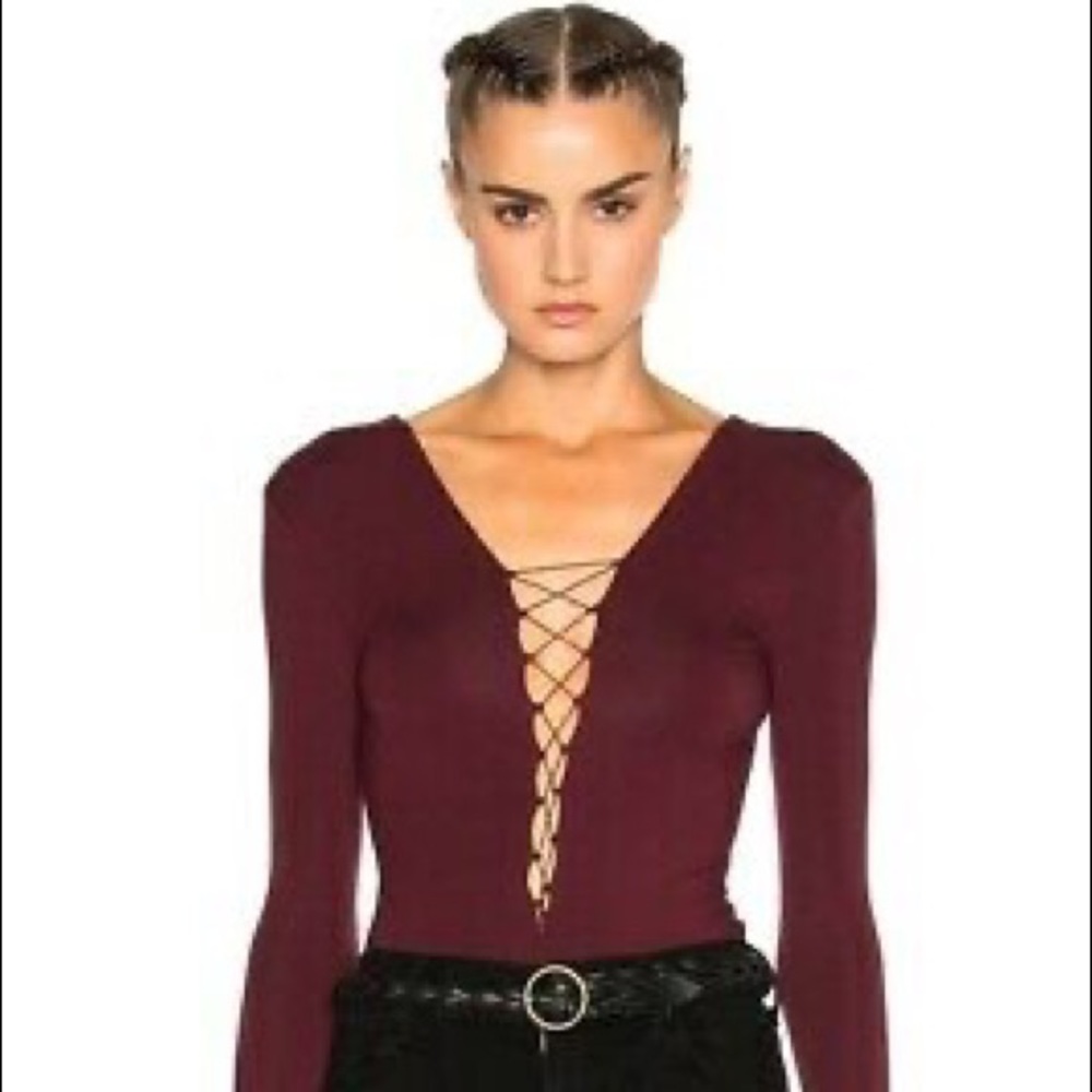 T by Alexander Wang Lace Up Stretch Bodysuit